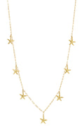 Lange ketting met zeesterren in het goud