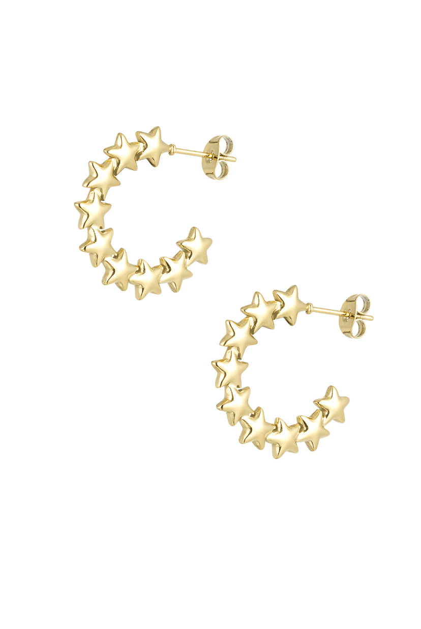 Gouden sterren oorringen stainless steel