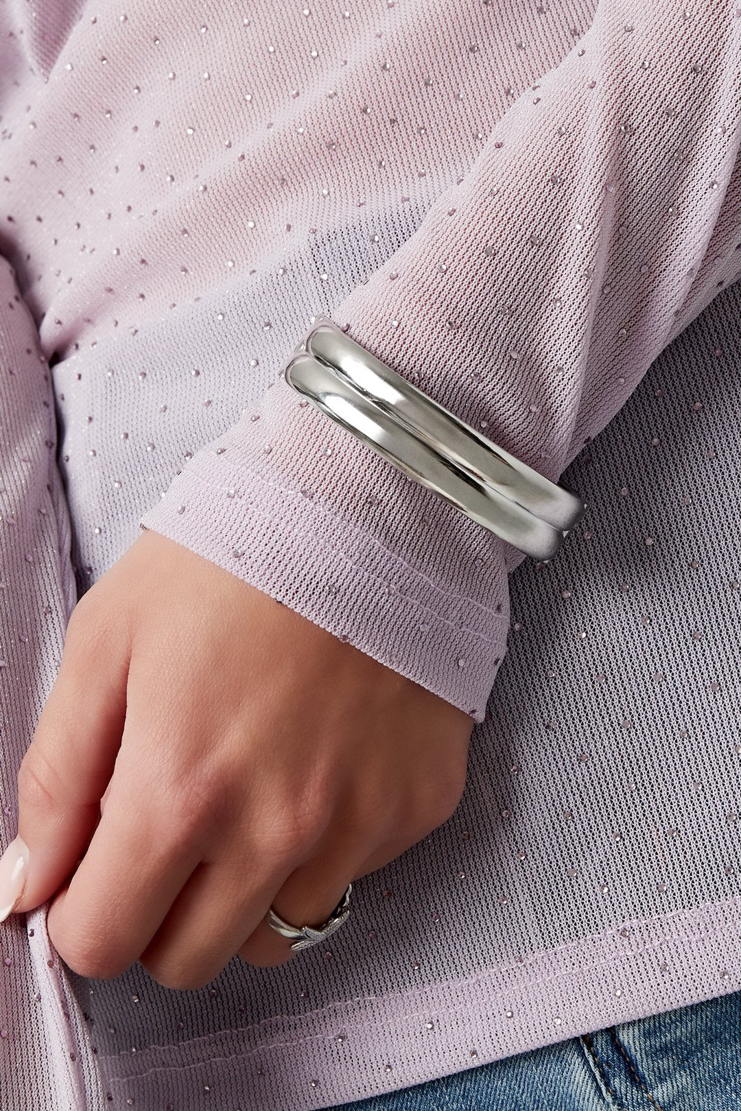 Statement opvallende bangle armband in het zilver