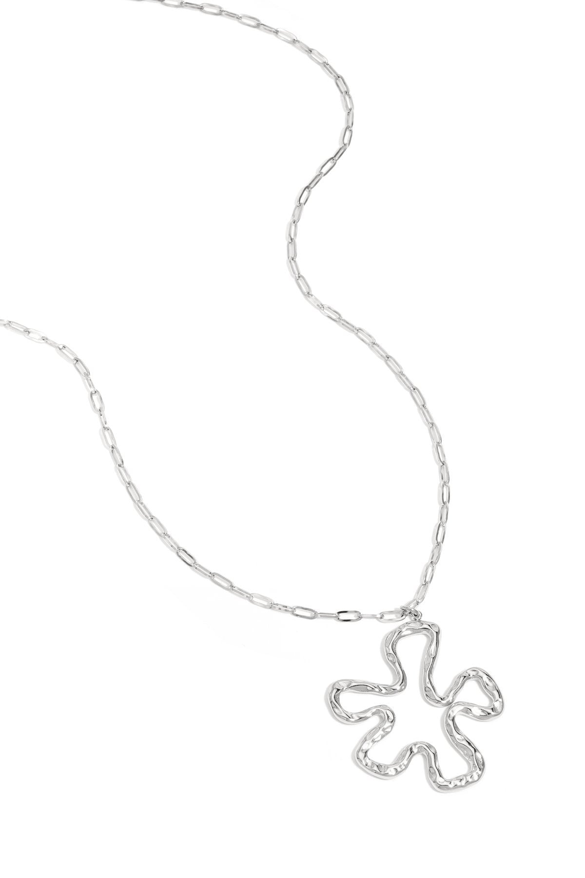 Statement bloemen hanger ketting in het zilver
