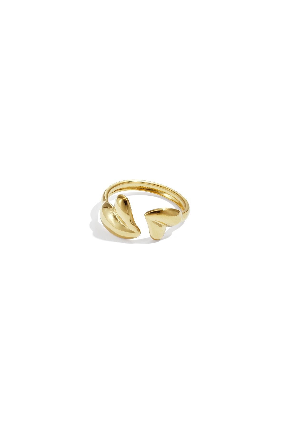 Statement hartjes ring met twee harten in het goud