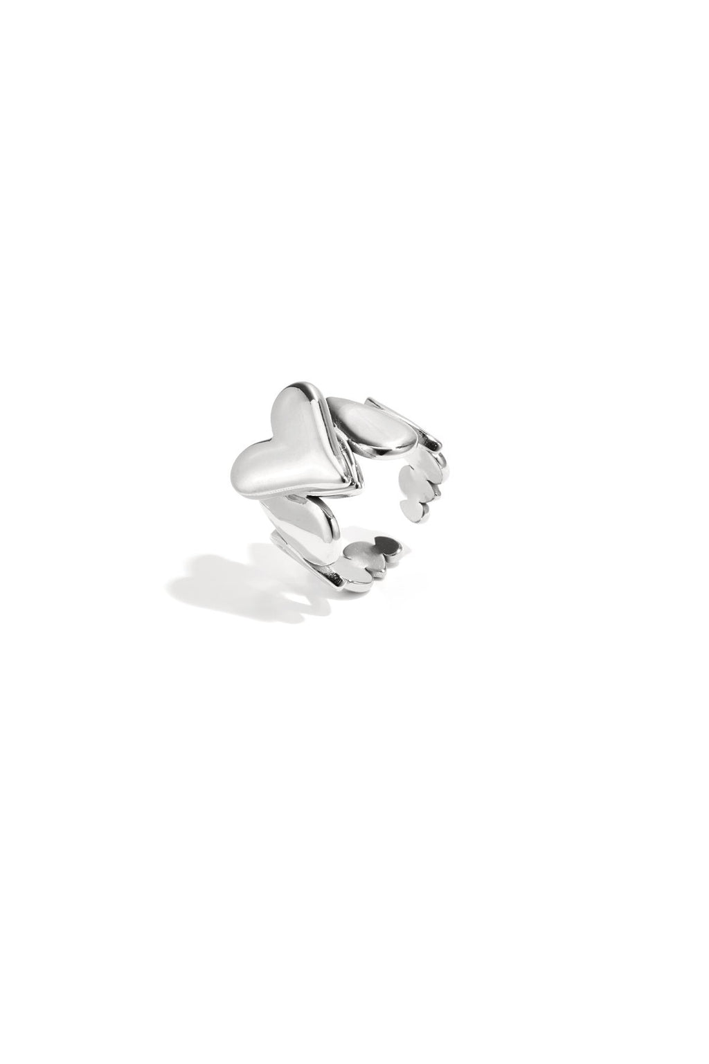 Statement hartjes ring in het zilver