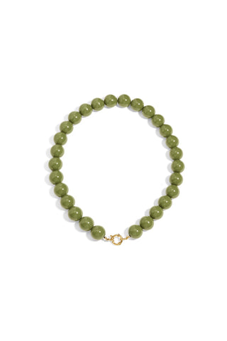 Statement Pop Beaded Necklace - Dark Green