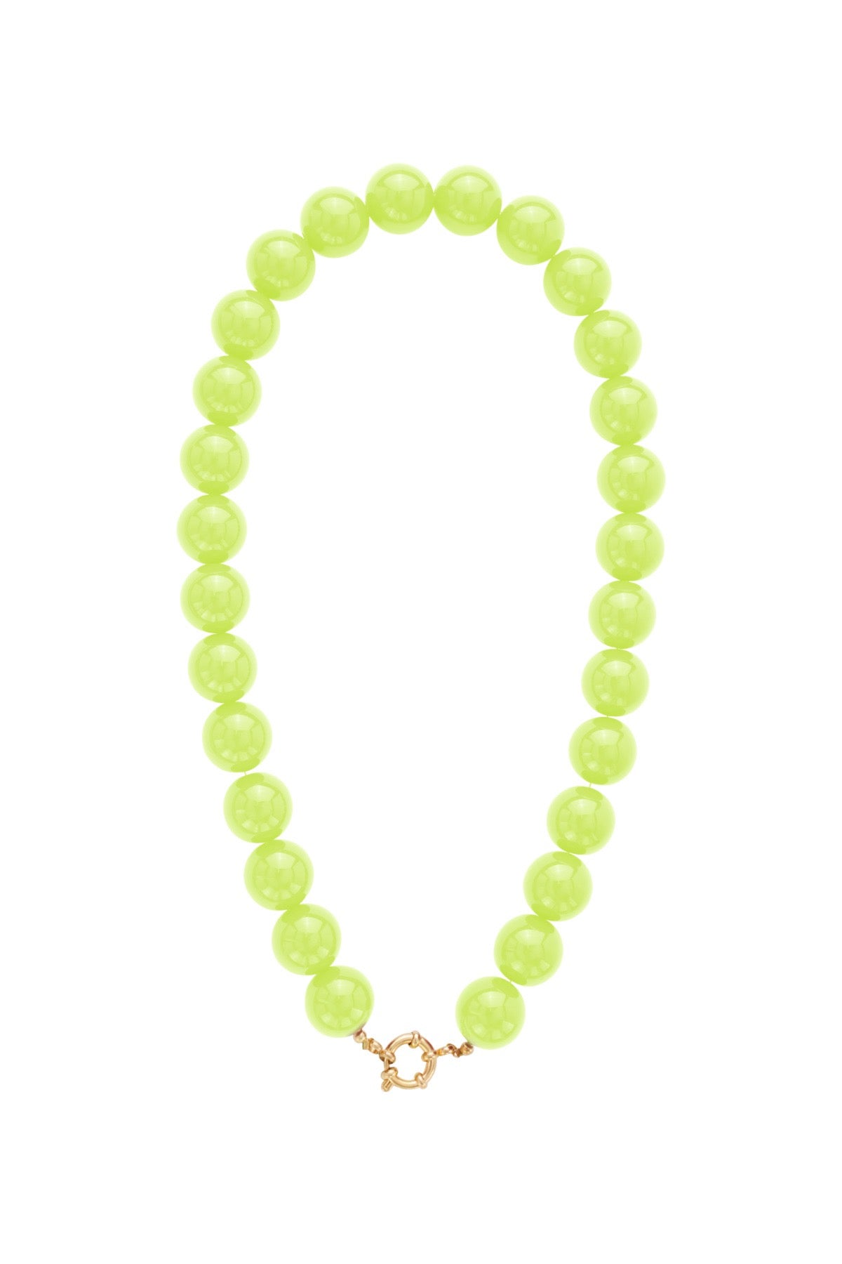 Grote kralenketting met lime groene kralen