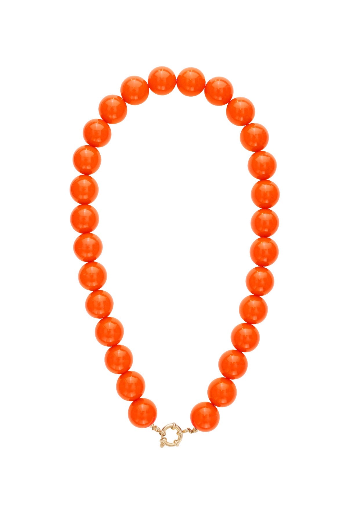 Grote kralenketting in oranje kleur