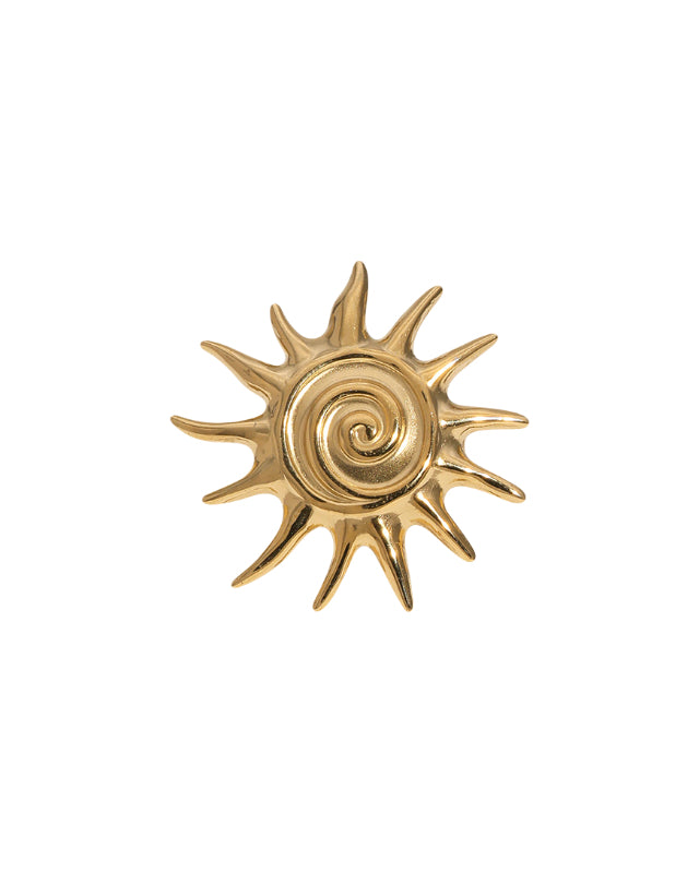 Statement ring met grote zon in het goud