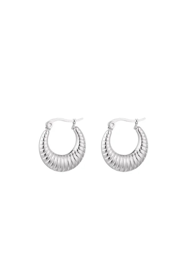 Oorringen zilver met streep detail waterproof