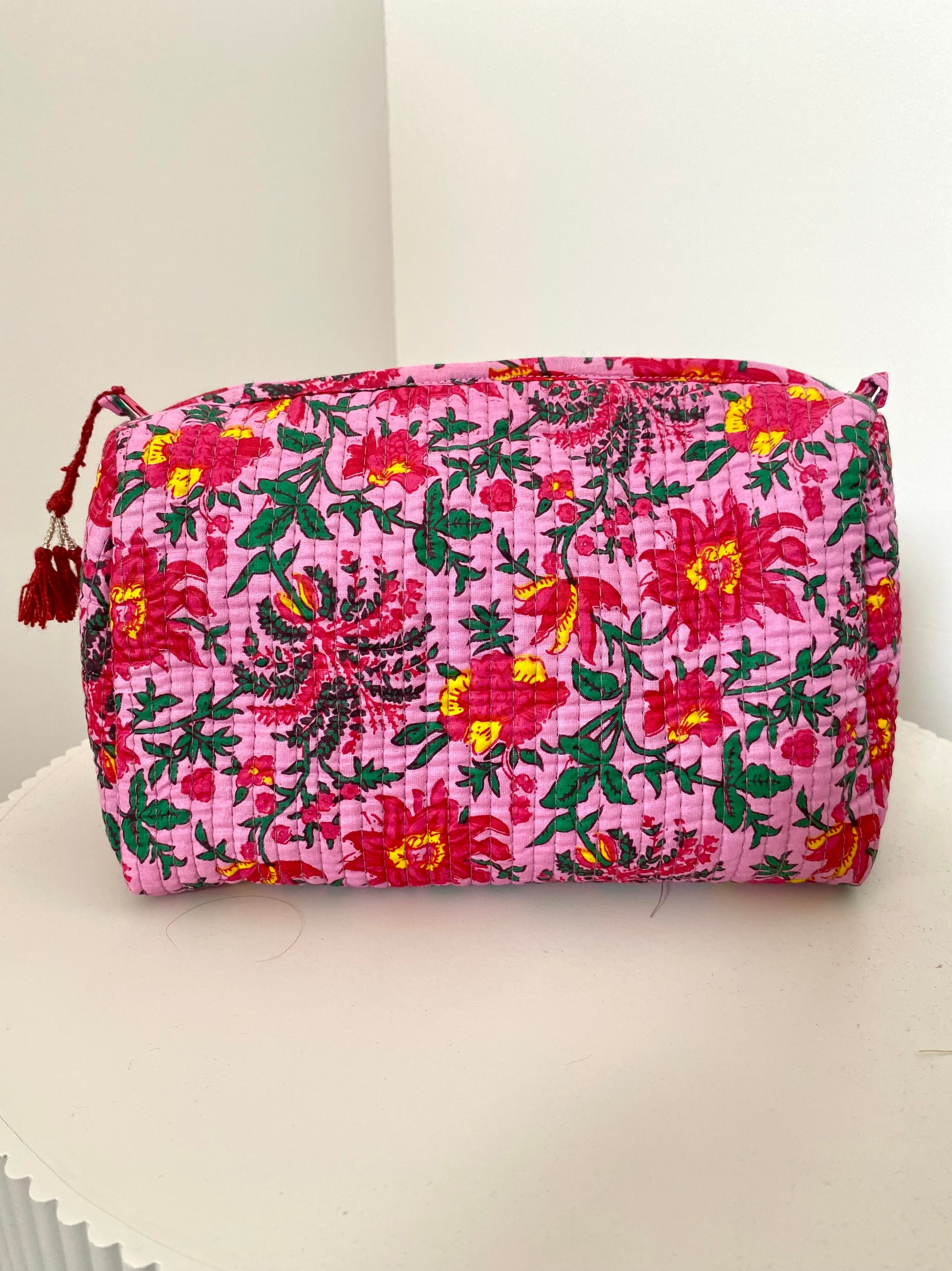 Toilettas met bloemenprint in roze