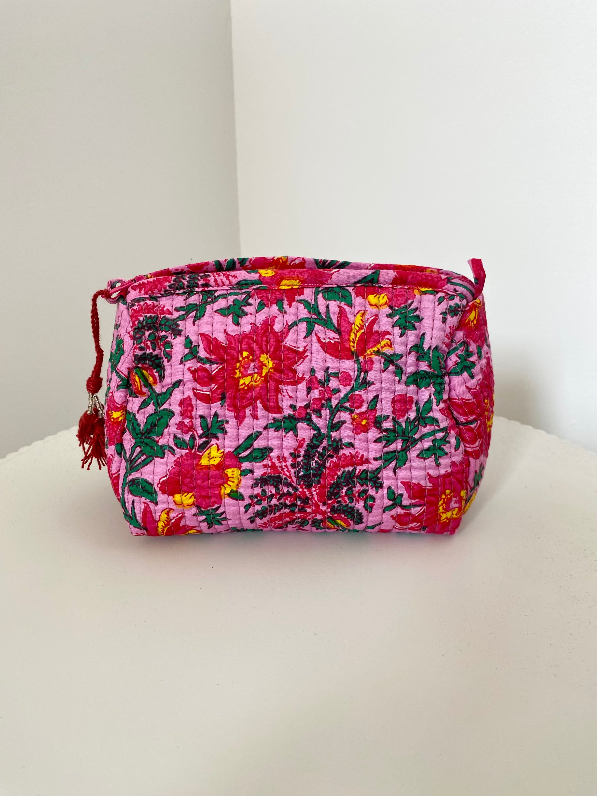 Toilettas met bloemenprint roze