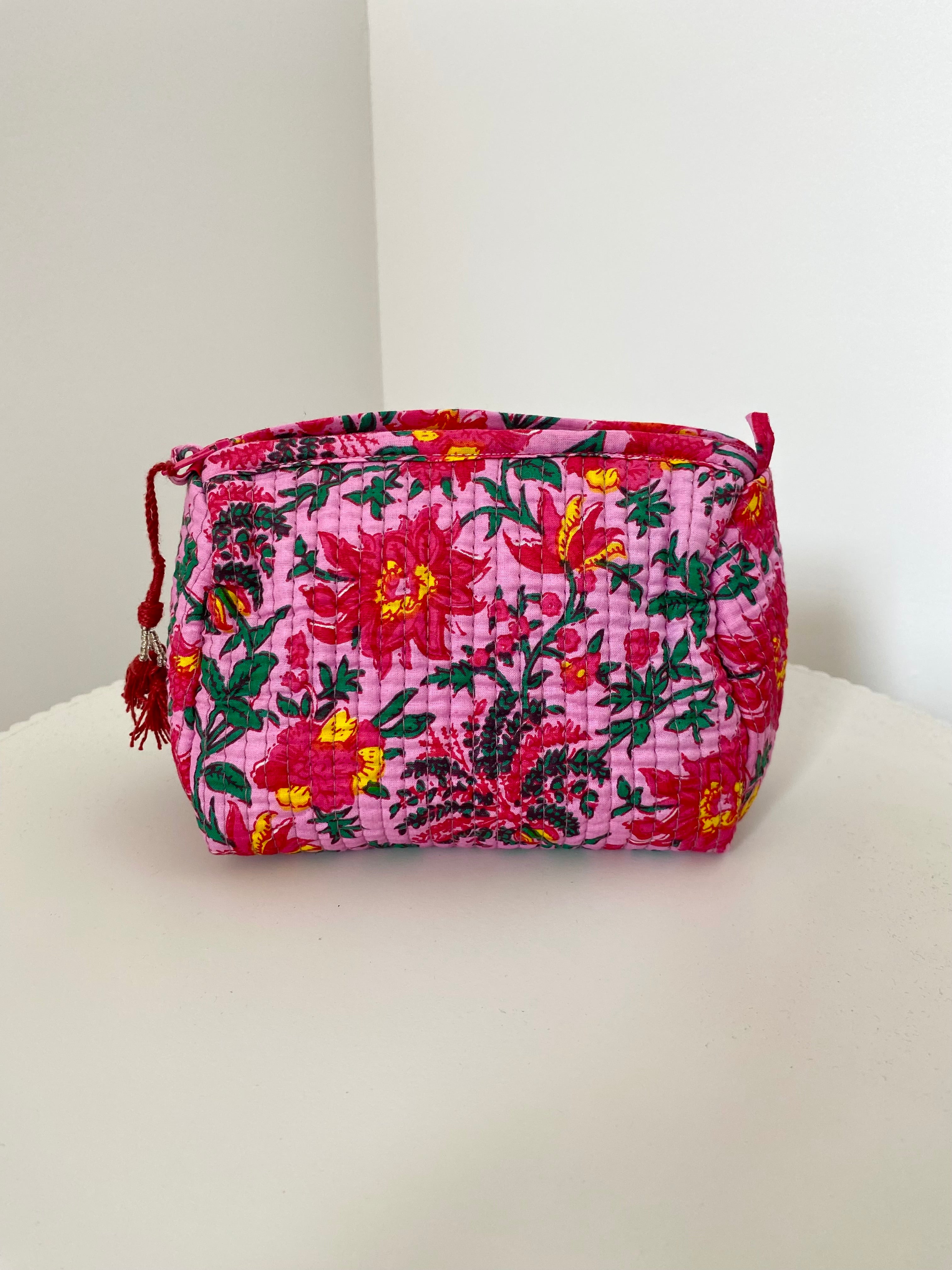 Toilettas met bloemenprint roze
