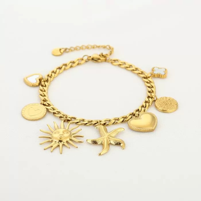 Statement bedelarmband goudkleurig