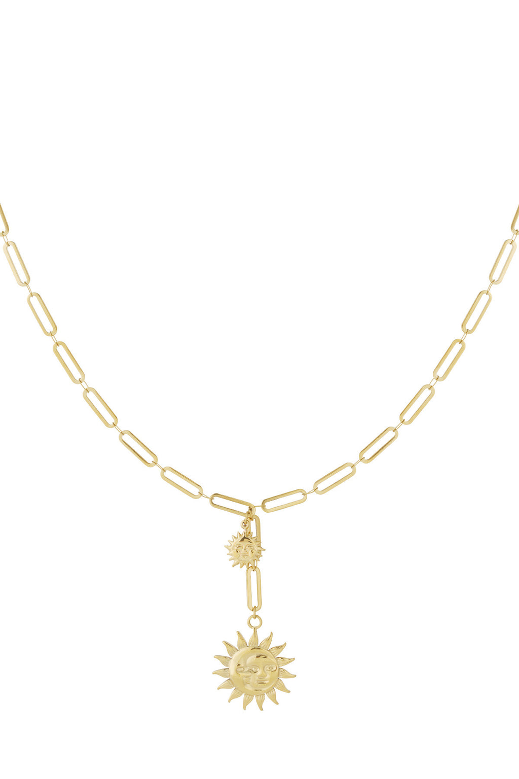 Schakelketting met zonnetjes hanger in het goud