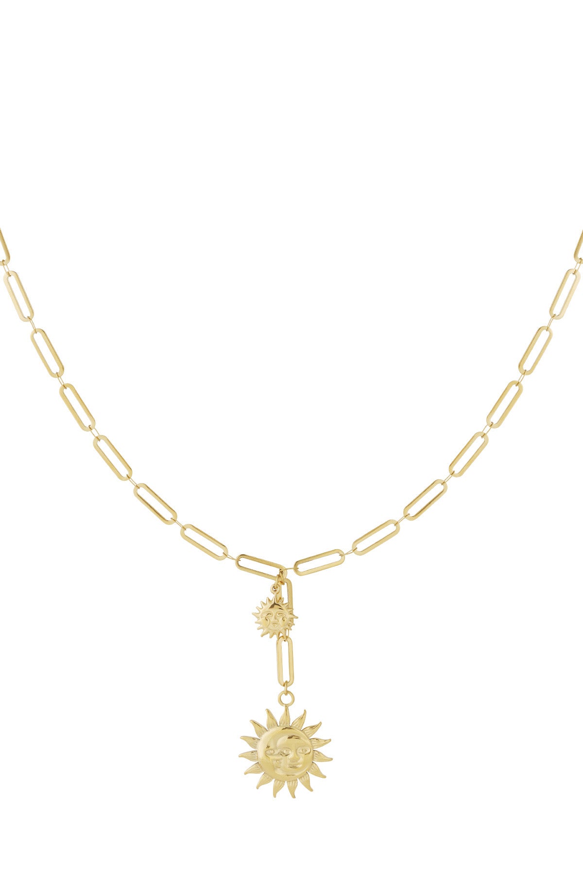 Schakelketting met zonnetjes hanger in het goud