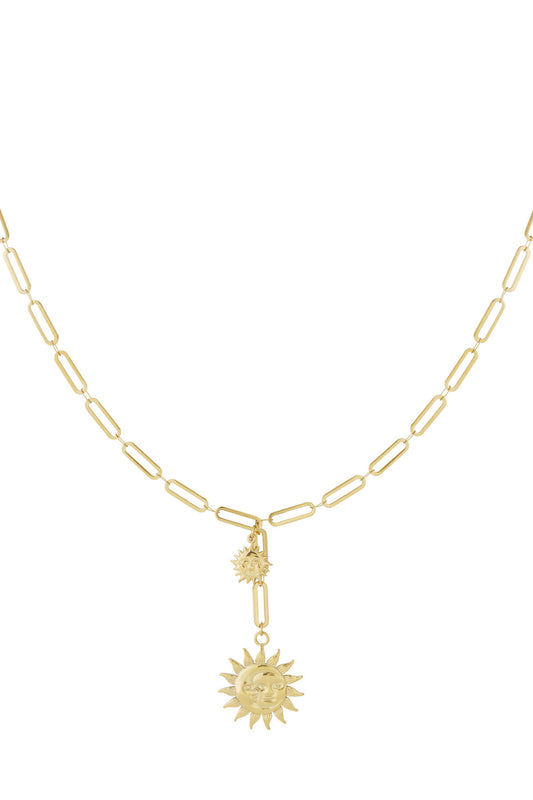 Schakelketting met zonnetjes hanger in het goud