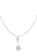 Schakelketting met zonnetjes hanger in het zilver