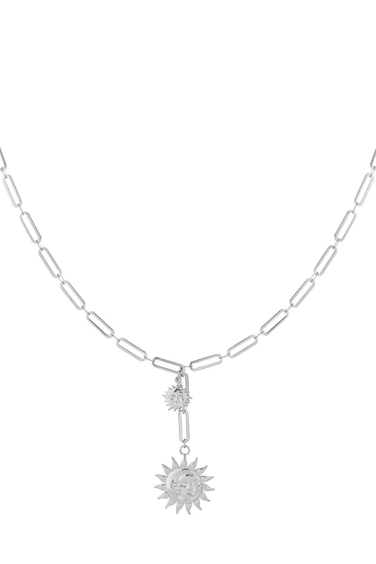 Schakelketting met zonnetjes hanger in het zilver