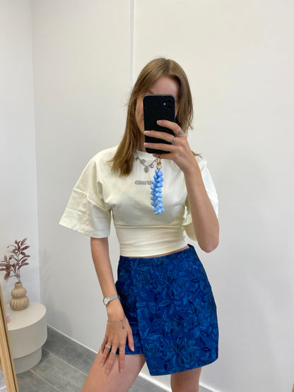 Bloemenprint kort broekrokje skort in het blauw