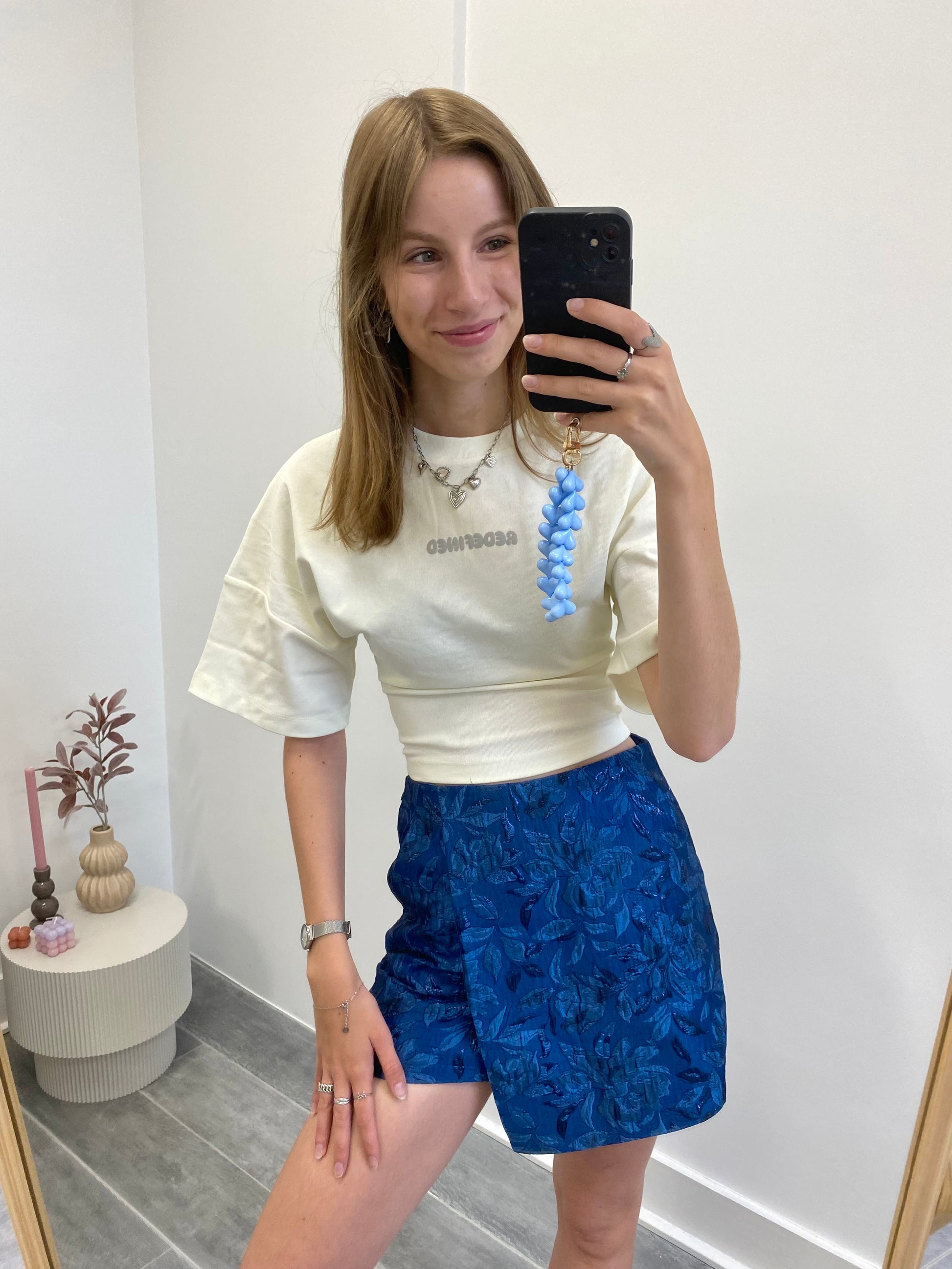Bloemenprint kort broekrokje skort in het blauw
