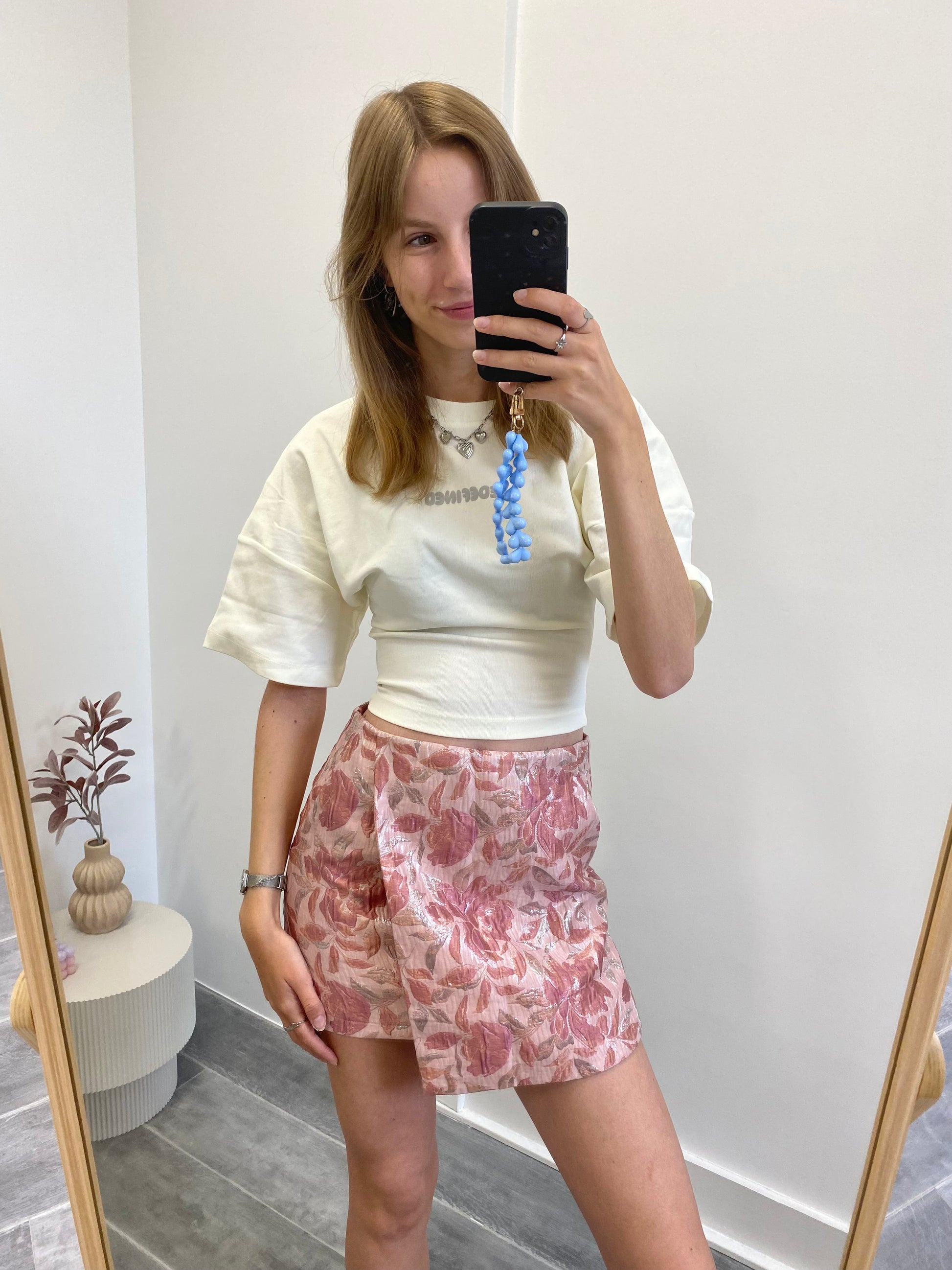 Broekrok met bloemenprint in het roze