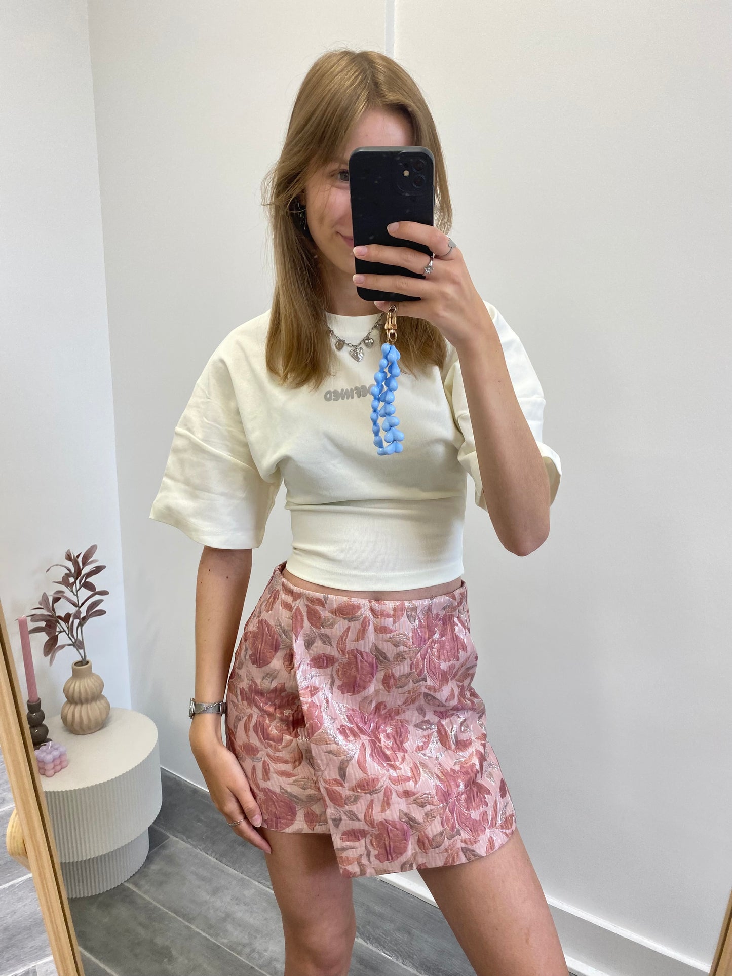 Broekrok met bloemenprint in het roze