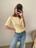 Shirt met korte mouwen en getailleerd effect in het butter yellow geel