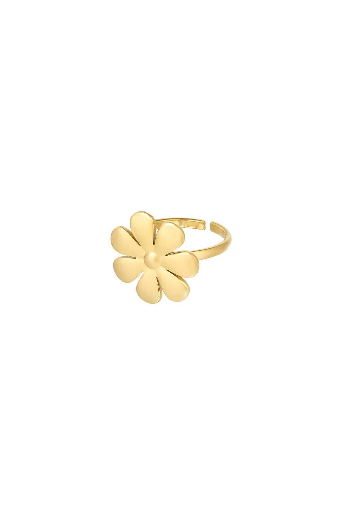 Ring met bloem in het goud verstelbaar