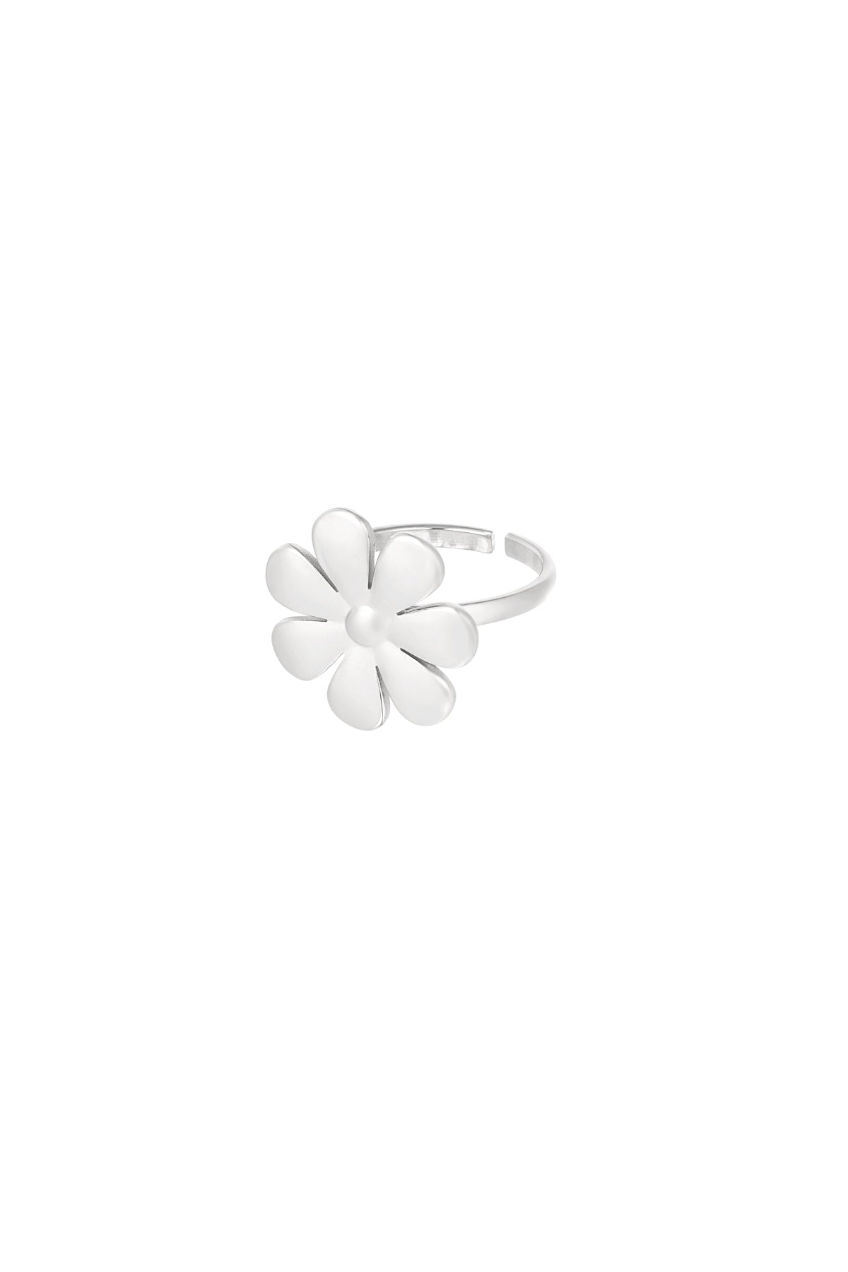 Statement bloemen ring zilver verstelbaar