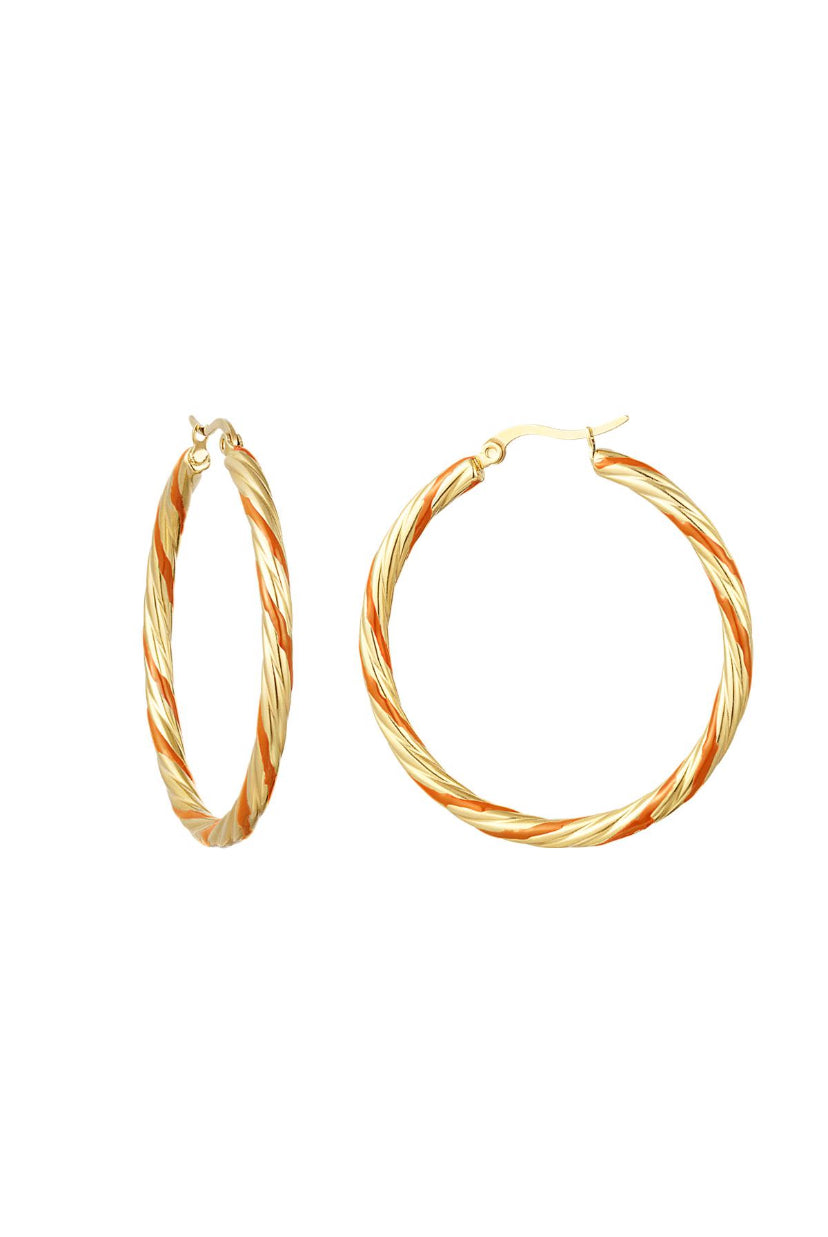 Statement oorringen in het goud met oranje kleuren