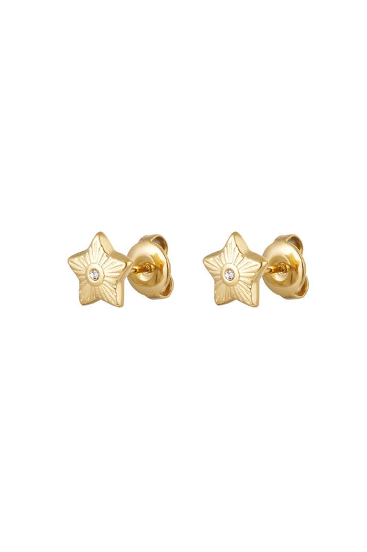 Oorbellen studs goud van ster met steentje