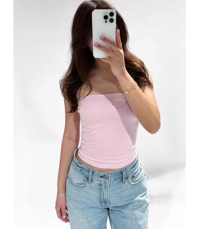 Tube top zonder mouwen in het roze