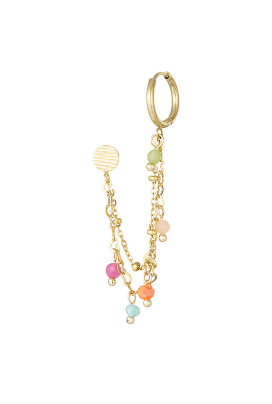 One piece oorbel met gekleurde parel details