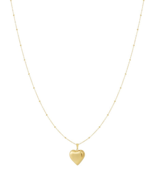 Lange hartjes ketting met klein hartje in het goud