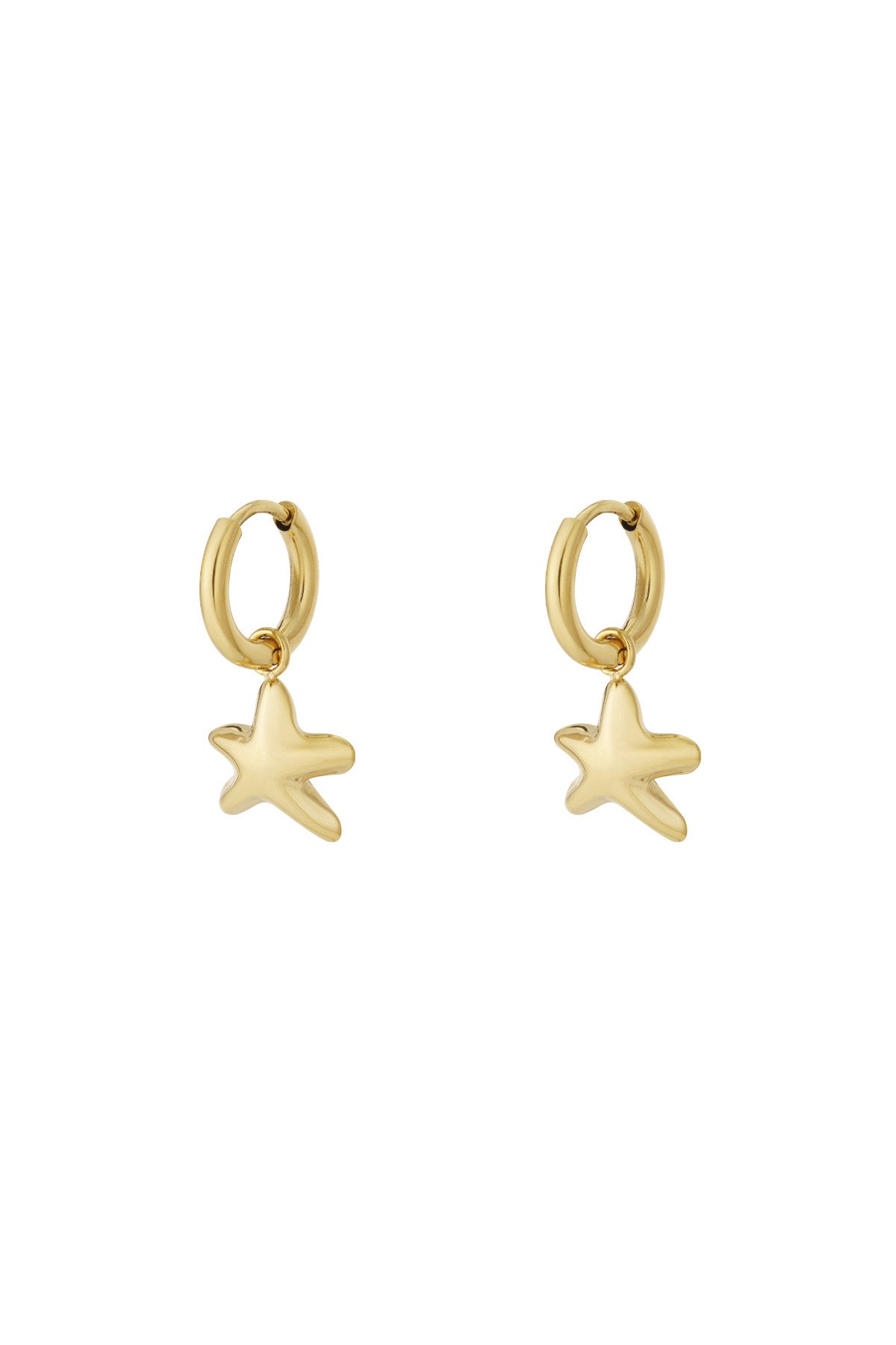Kleine sterretjes oorbellen in het goud