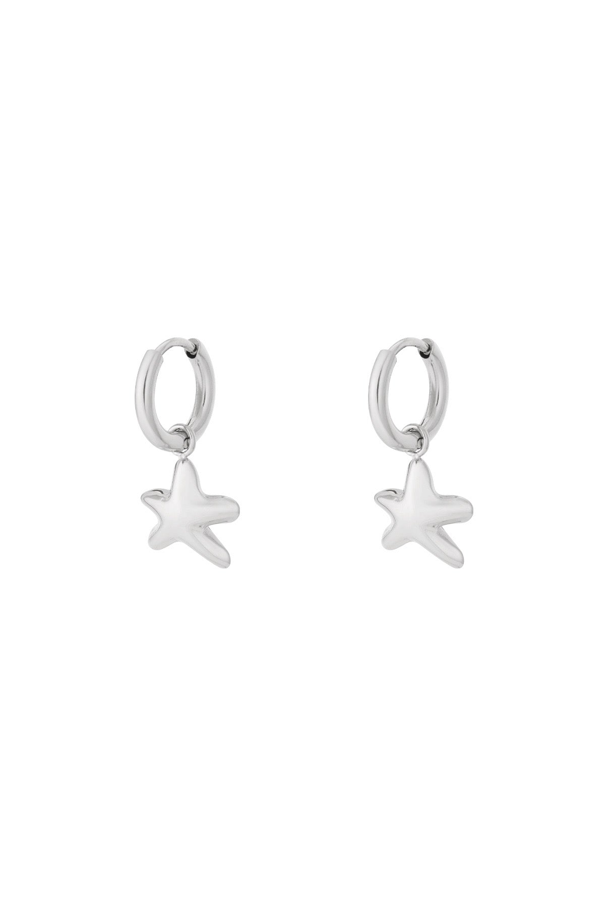 Kleine sterretjes oorbellen in het zilver