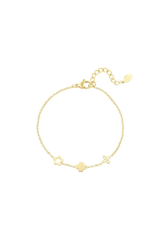 Gouden armband met drie bloemen subtiel waterproof