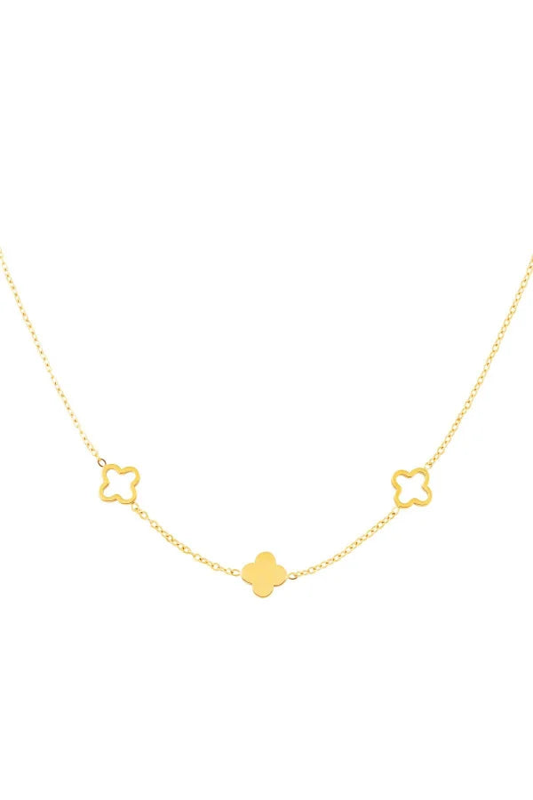 Ketting met klaver hangers in het goud
