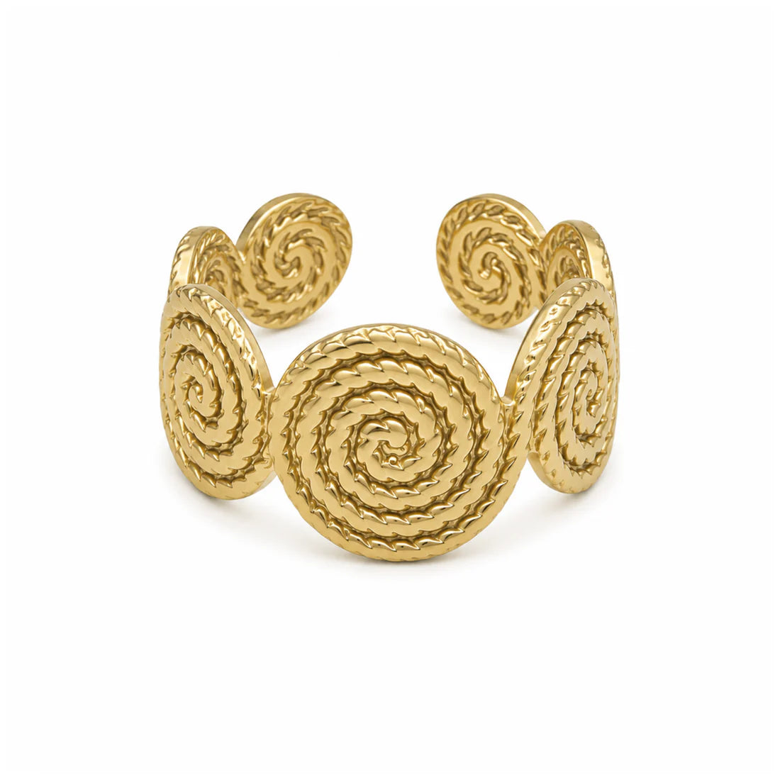 Gouden verstelbare ring met gedraaide schelpen