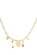 Bedelketting met hangers en bedel van hart goud