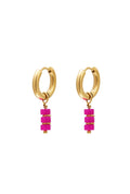Oorbellen hangers goud met roze detail rvs